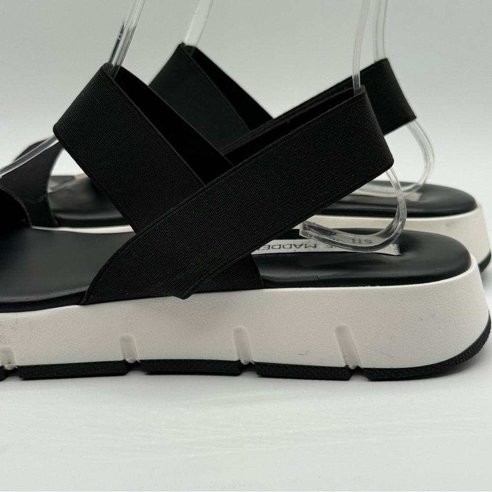 Steve Madden Gavia Elastic Strap Platform Sandals Black/White Women’s 10 - Picture 11 of 12